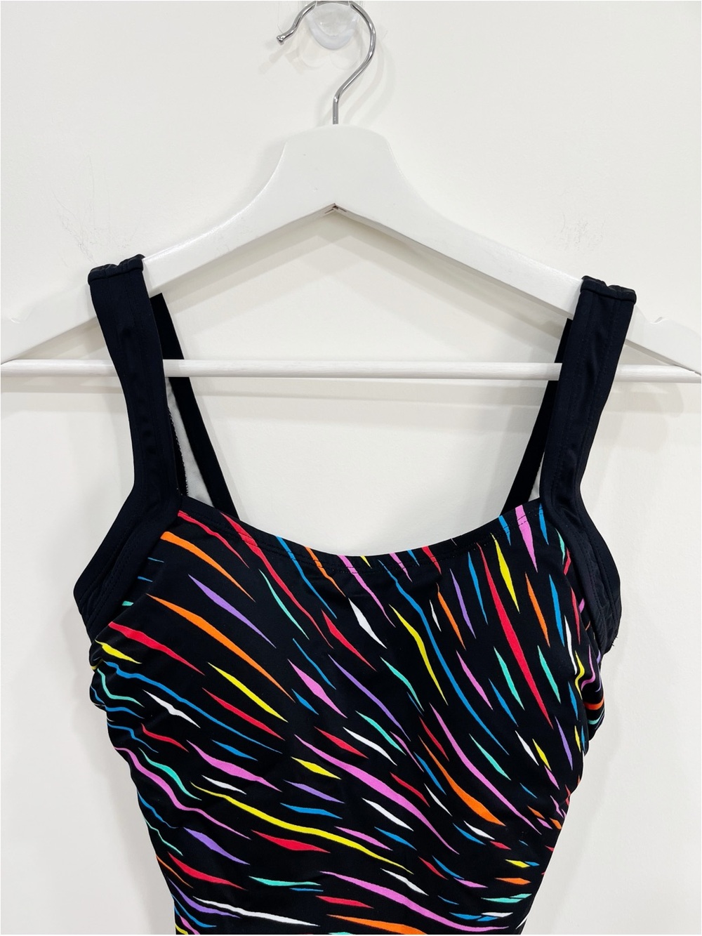 Reebok One Piece Swimsuit Size 8 Black Multicolor Ruched Tummy Control Swimwear - Picture 6 of 11